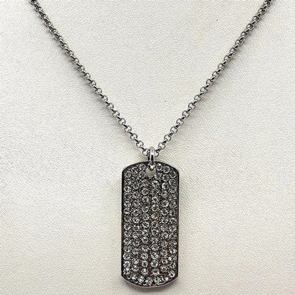 Vintage 90s Cookie Lee Genuine Crystal Necklace Silver Tone Clear Rhinestone
